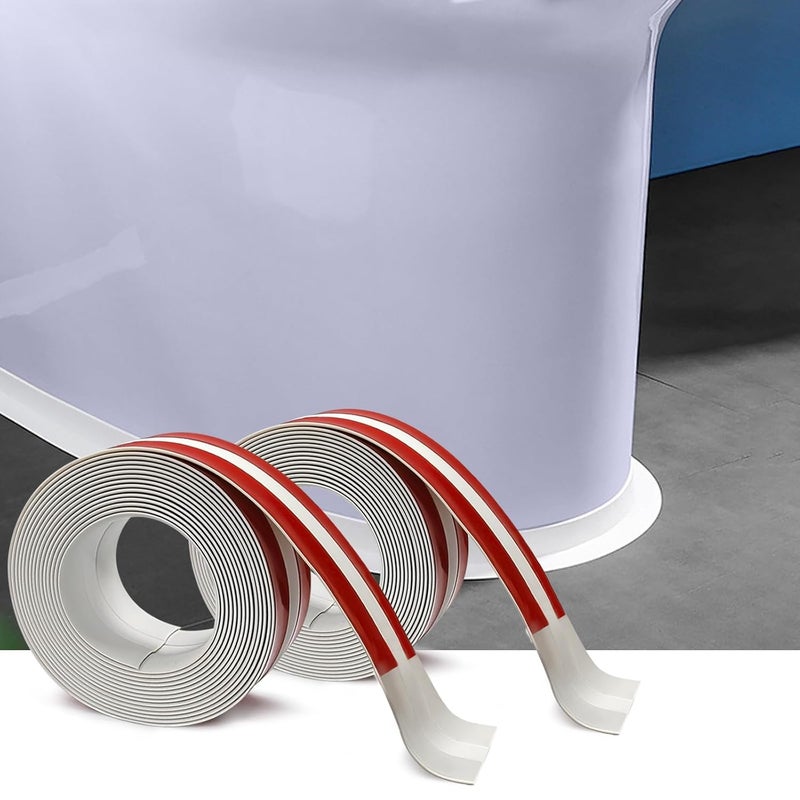 Peunitory Store 2 Pack Caulk Tape for Bath and Kitchen, Self Adhesive Caulking Strip for Toilet Base, White Caulk Tape for Bottom of Toilet, Tub Surround, Kitchen Countertop - Image 1